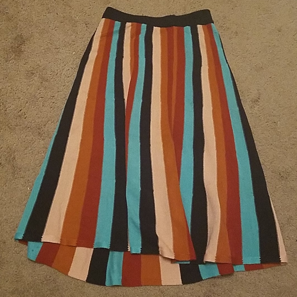 Aura Multicolor Striped A-Line Skirt-runs small